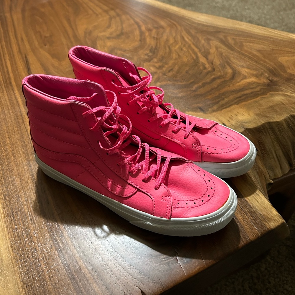 Vans High-Top Sneakers in Bright Pink with White Sole
